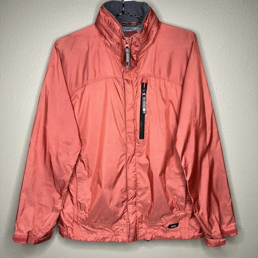REI Kid's Pink Full Zip Long Sleeve Windbreaker W/Stowaway Hood Jacket XL - Picture 1 of 11